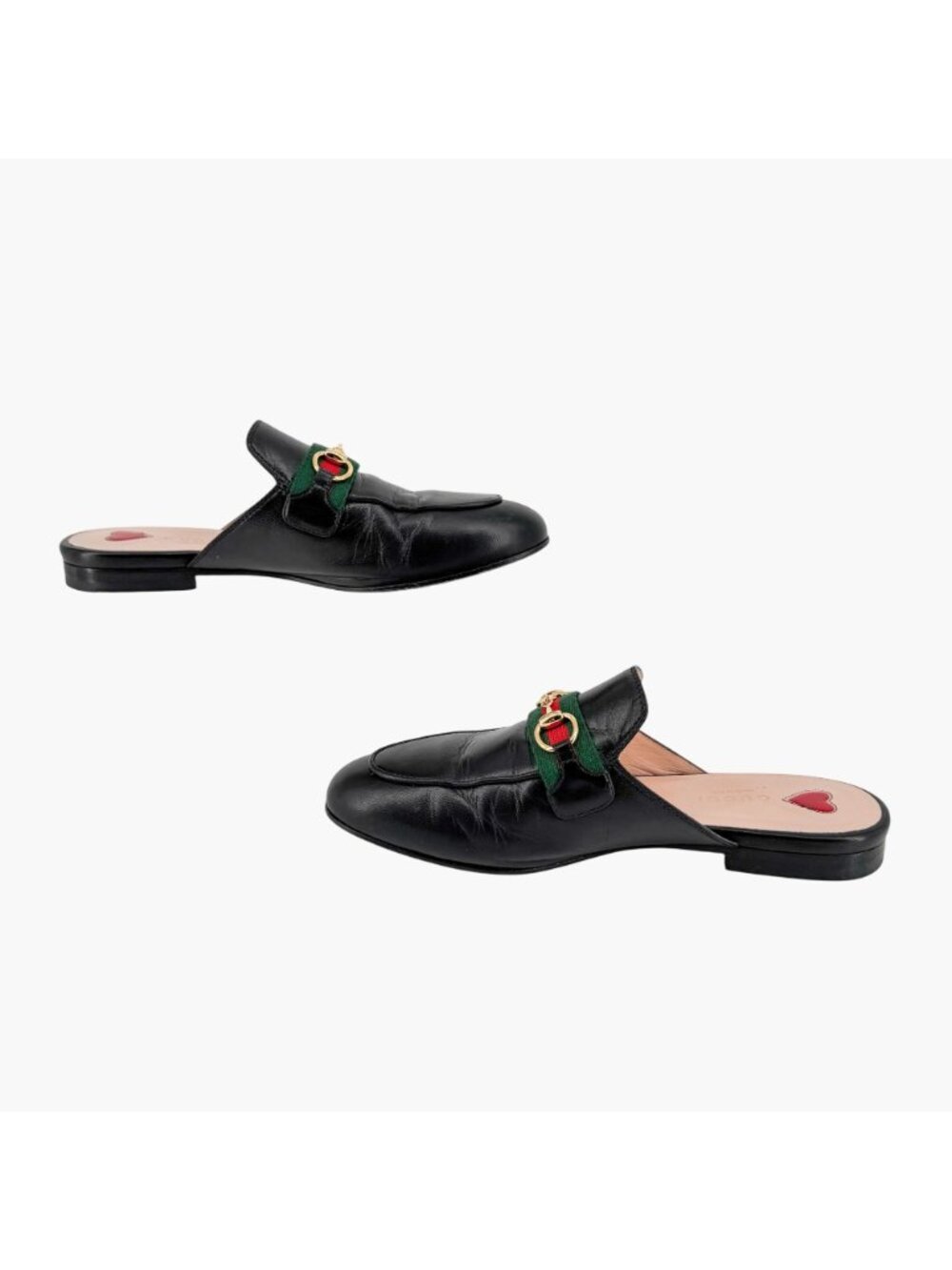 Gucci Princetown Black Leather Web Stripe Horsebit Mules Size 36.5 US 6.5 Women - Picture 11 of 15